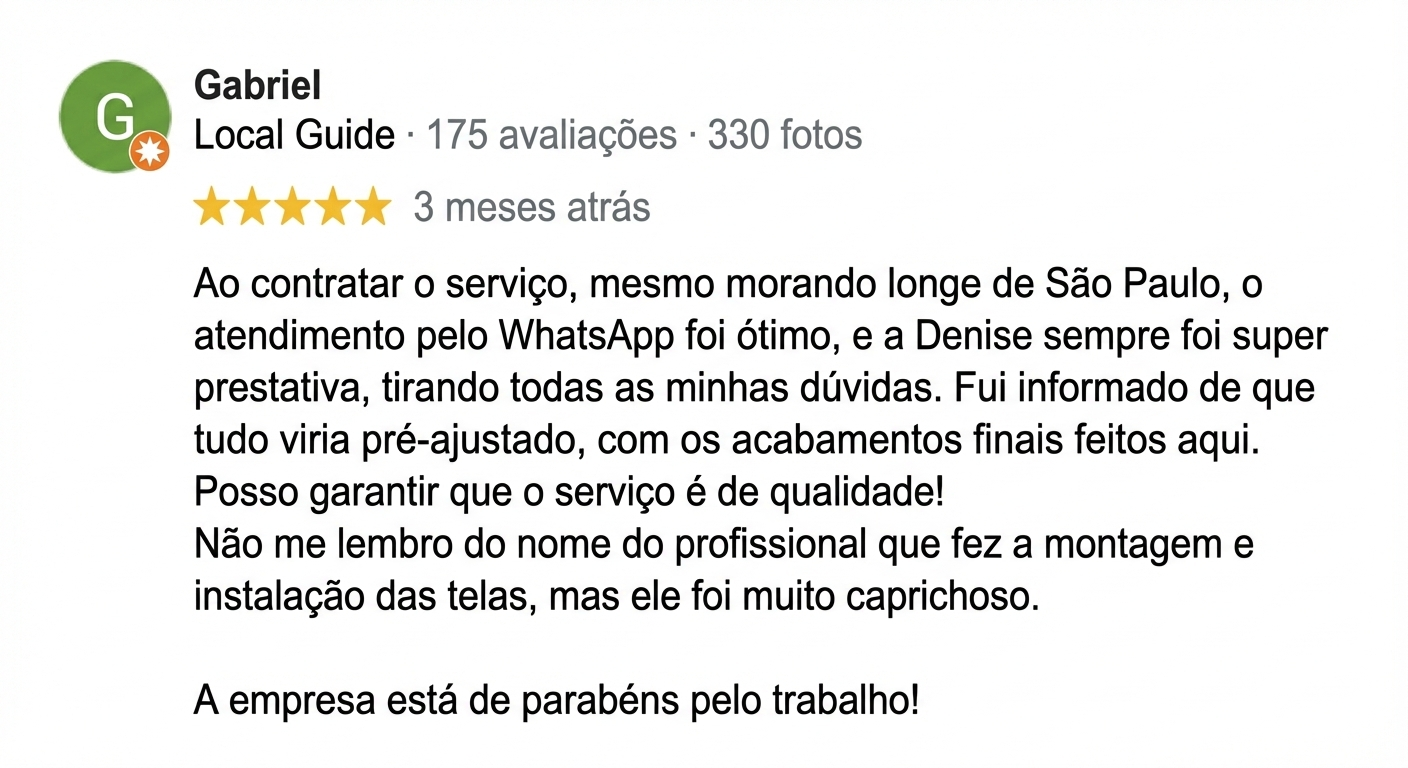 Avaliação de cliente satisfeito 2